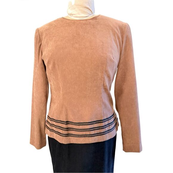 Positive Attitude Vintage Black & Tan Dress Peplum Size 6 - Picture 6 of 7